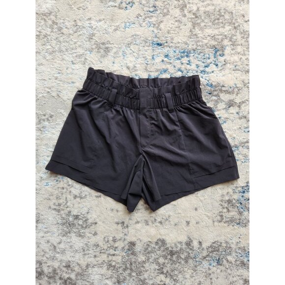 Athleta Skyline Shorts II Black Size 4 Paperbag Lightweight Ties At‎ Waist - Picture 1 of 3